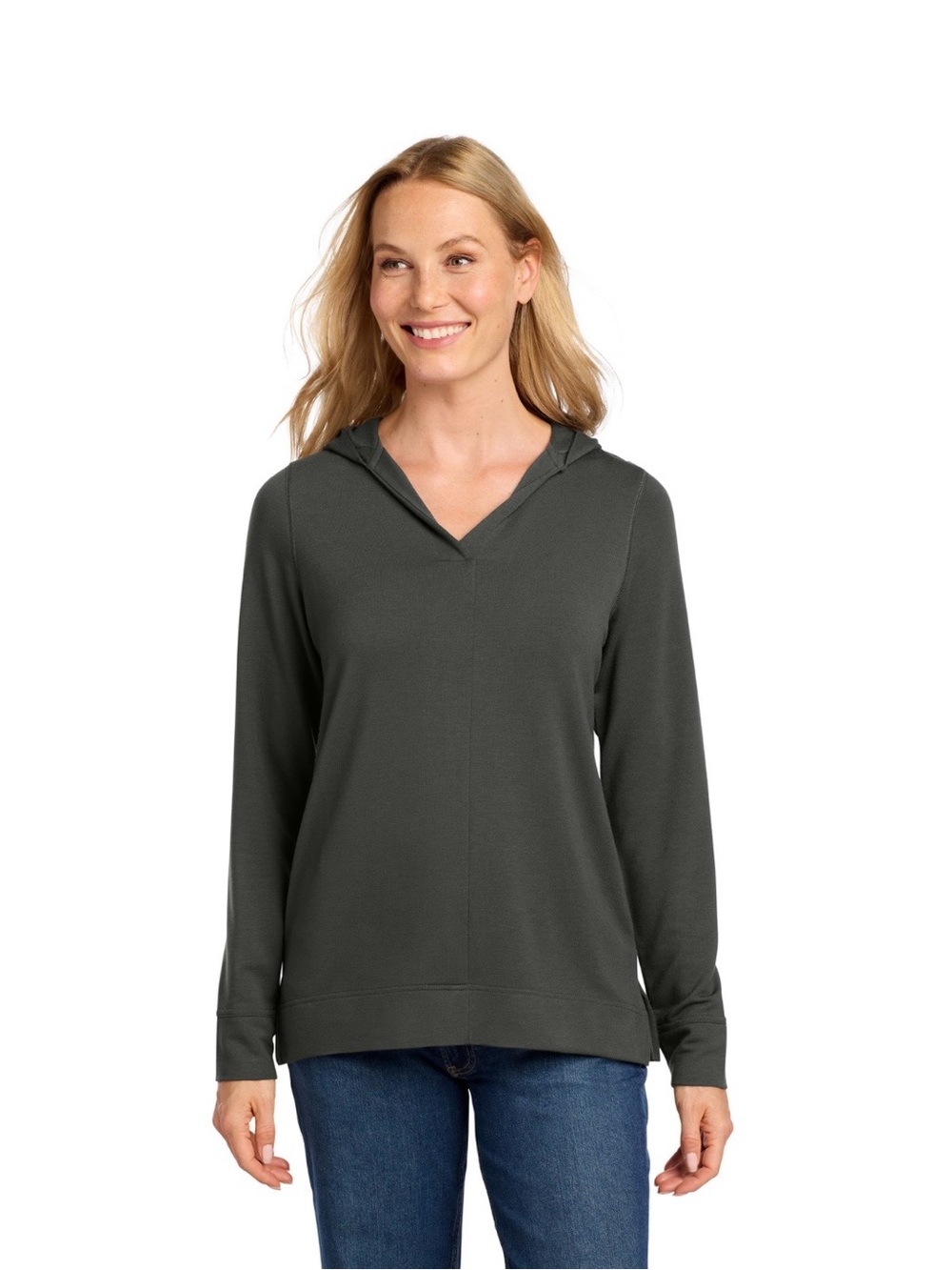 Casual Port Authority® Women's Microterry Pullover Hoodie Charcoal - LK826